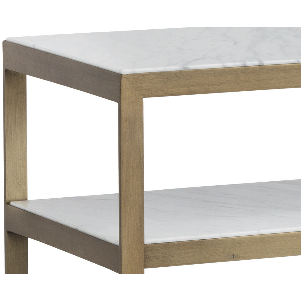 Evert 51 X 15 inch White / Antique Brass Console Table